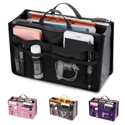 Women Organiser Handbag Travel Bag Insert Liner Purse Large Tidy Pouch Tote* • £4.59