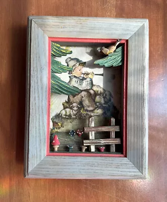 Vintage Hummel Shadow Box Emil Fink Verlag Diorama Mushrooms Bird Fence 5.5x7 • $14