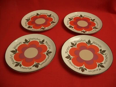 £30 • Buy 4 GIEN FRANCE ~ HARMONIE ~ 1970s RETRO 7 1/4  CHEESE PLATES MARIE-PIERRE BOITARD