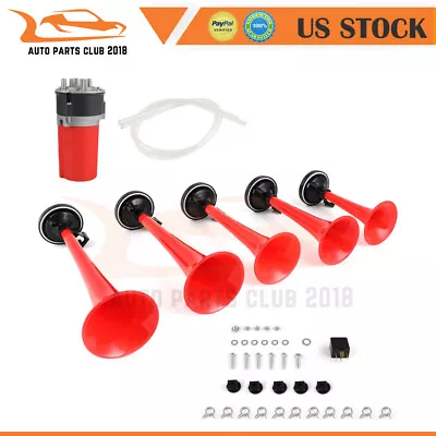 5 Trumpet Dixie Musical Car Air Horn Kit For Dukes Of Hazzard General Lee Red • $33.15