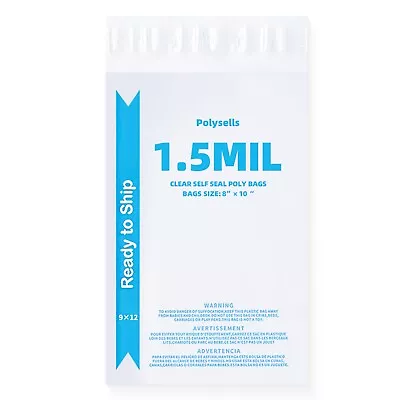 1000 9x12 Poly Bags Resealable Suffocation Warning Clear Merchandise 1.5 Mil • $41.99