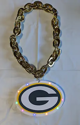 Green Bay Packers Foam Fan Chain - LIGHT UP - Team LED Necklace Big Logo Gold • $29.27