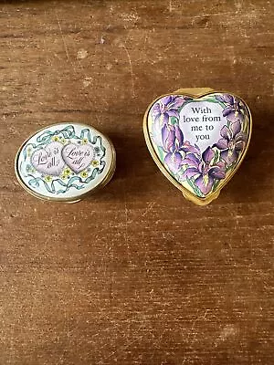 Halcyon Days Enamels Trinket Box  Love Is All  &  With Love From Me To You  • £63.61