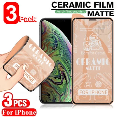 3x Ceramic Matte Screen Protector For IPhone 14 13 12 11 Pro XS Max XR 8 7 Plus • $8.95