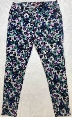 ELLE Womens Jean Pastel Floral Midrise Skinny Jean Stretch Size 10R • $6.99