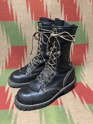 VTG Mens Danner Firestorm Wildland Fire Boots Black Leather Logger Sz 8.5 EE USA • $275