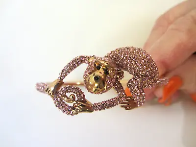 Kate Spade Rambling Rose Swarvoski Crystal Pink Monkey Bracelet • $175