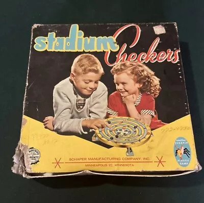 Vintage 1952 Stadium Checkers Game Schaper #300 Incomplete • $15