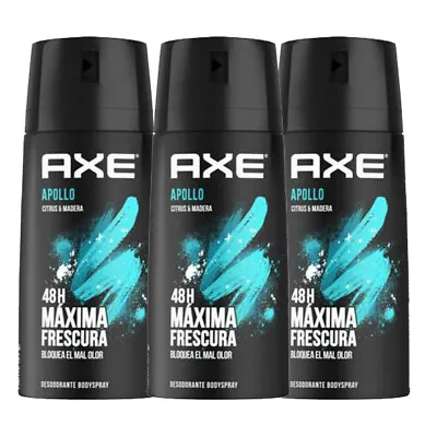 £12.79 • Buy 3 Pack Axe Apollo Mens Deodorant Body Spray, 150ml (5.07 Oz)