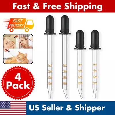 Calibrated Medicine Droppers 4 Pack Bent & Straight Tips Oils Ear Lab Eye Health • $8.34