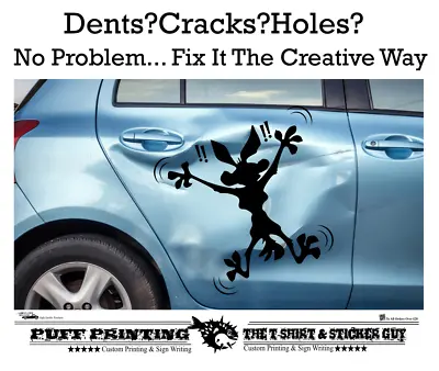 Dent Repair WileE Coyote Tunes Car Wall Vinyl Stickers Decals Kids Kitchen Room  • £2.99