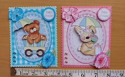 2 X  HANDMADE BABY SHOWER Card Toppers • £0.99
