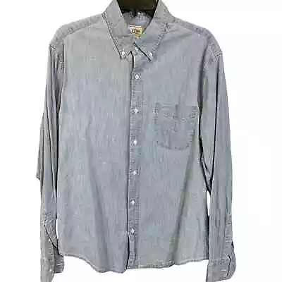 J Crew Mens Chambray Shirt Blue Size Large Slim Untucked Long Sleeve Button Up • $17.84