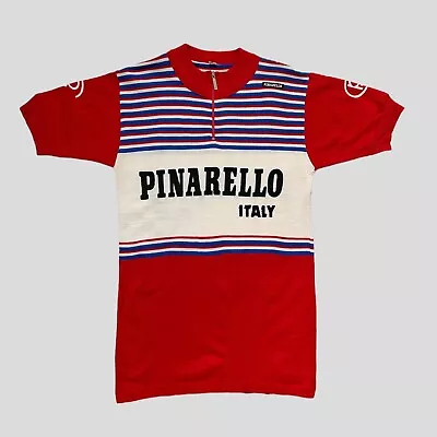 70s Vintage Pinarello Italy Cycling Jersey Bicycle Santini Acrylic Short Sleeve • $120