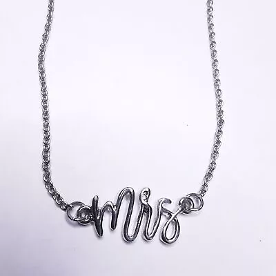 18  Silver Tone Metal Necklace With  Mrs  Script Pendant Thin Chain • $12