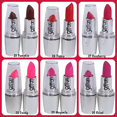 Saffron Cosmetics Set Of 6 Lipsticks Bright Cerise Fuschia Pink Reds Tray E • £7.99