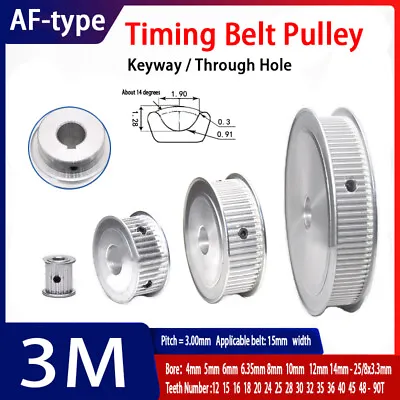 HTD-3M 12T-90T Timing Belt Pulley Pitch 3mm Without Step Drive Pulley Width 16mm • $4.79