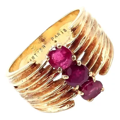 Authentic! Vintage Cartier 18k Yellow Gold Ruby Ring • $8592.41