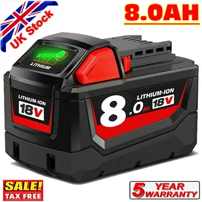 £22.98 • Buy For Milwaukee M18 18V XC 8.0AH Extended Capacity Battery 48-11-1860 48-11-1880