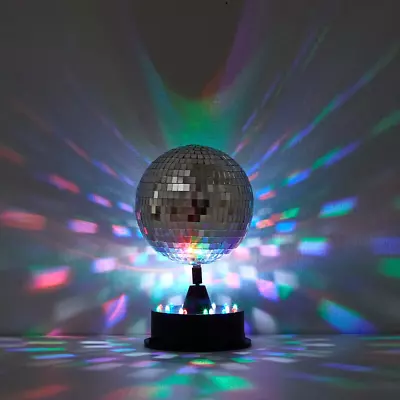 DISCO BALL TABLE LAMP LED Rotating Mirrors 8.5 Inch • $18.71