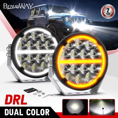 Spotlights DRL Pair 7inch LED Driving Lights Round Truck 4WD Work Fog Headlights • $239.99