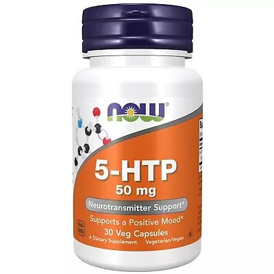 NOW Supplements 5-HTP (5-hydroxytryptophan) 50 Mg 30 Veg Capsules • $8.99