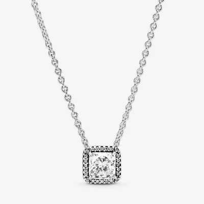 Authentic Pandora Square Sparkle Halo Necklace • $39.99