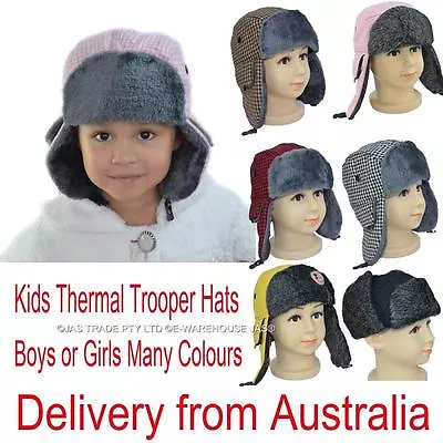 Kids Boy Girl Faux Fur Ear Flaps Aviator Winter Skiing Russian Cap Trooper Hat • $8.92