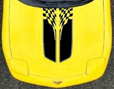 New 9  Double CHECKERED Rally RACING STRIPES Vinyl Decal (Fits Corvette C5) • $59.95