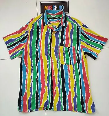 MOSCHINO Short Sleeved Vintage Men's Shirt SIZE XL - AMAZING - COOL & ULTRA RARE • $311.26