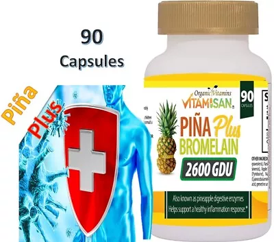 Bromelain 2600 GDU 1000 Mg Inmune Support 90 Capsules Pineapple Enzyme Pina Slim • $10.98