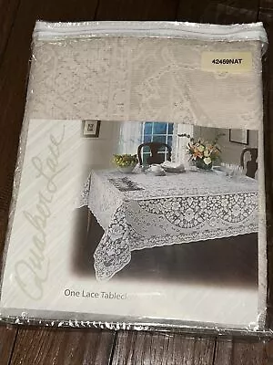 QUAKER LACE Tablecloth WHITE HOUSE  70  X 90 Ecru Ivory NEW OLD STOCK Free Ship • $69.95