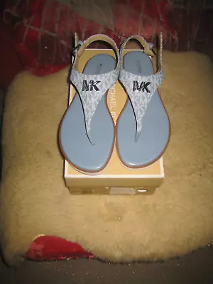 Adorable Michael Kors Jilly Chambray Blue Signature Flat Sandals- Size 10 • $49.99