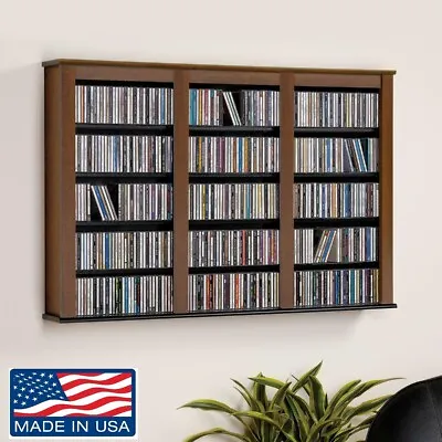Media Storage Cabinet Wall Mounted DVD CD Rack Shelf Unit Adjustable Shelves New • $149.99