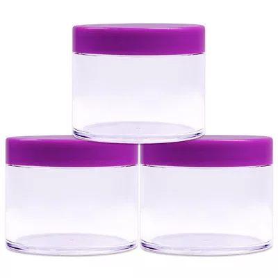 $6.49 • Buy 3 Pieces 2Oz/60g/60ml HQ Acrylic Leak Proof Clear Container Jars W/Purple Lid