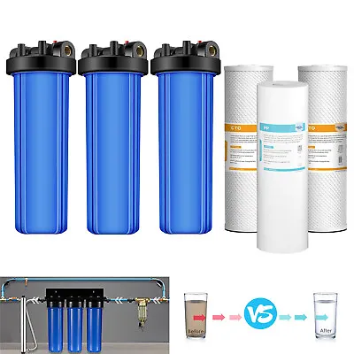 3-Stage Big Blue 20 Inch Home Whole House Water Filter Housing System 20  X 4.5  • $189.99