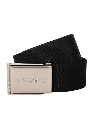 Lacoste Men's Engraved Buckle Woven Belt Black • £39.95