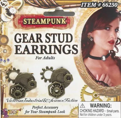 SteamPunk Cosplay Victorian Gear Stud Earrings NEW UNWORN SEALED • $7.99