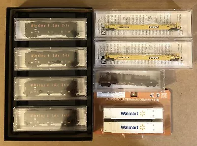 N Scale Freight Car Lot - Micro Trains Line (MTL) Cars & JTC Walmart Containers • $200