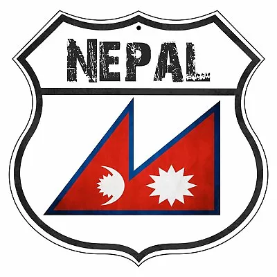 Nepal Country Flag Novelty Highway Shield Man Cave Aluminum Metal Sign • $14.99