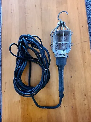 Vintage Trouble Drop Light 24ft Cord Garage Shop Mechanic Caged Handheld • $39.99