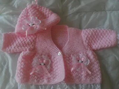 Double Lace Coat & Hat Baby Knitting Pattern Dk Baby Or Reborn • £2.99