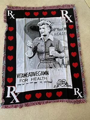 Vintage I LOVE LUCY Tapestry Throw Blanket Vitameatavegamin 55x42 New In Bag • $42.95