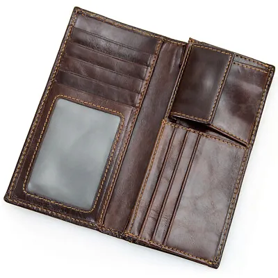 Men's RFID Block Leather ID Window Zip Pocket Bifold Long Clutch Wallet • $25.60