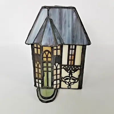 RARE Vintage Stained Glass Christmas Village House Night Light • $75