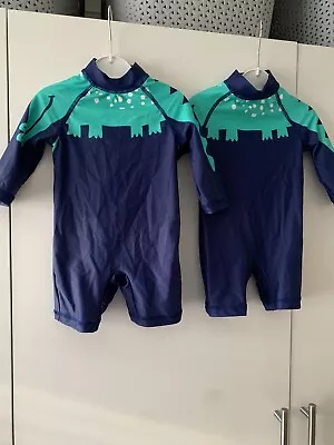 Two Baby Boys Swimsuit Age 6-9 Months Navy/green Mothercare  At Boots • £6