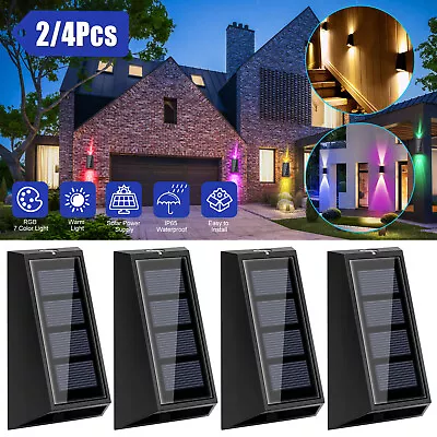 4PCS Waterproof Solar Garden Light RGB 7 Color Changing Walkways Fence Wall Lamp • $25.48