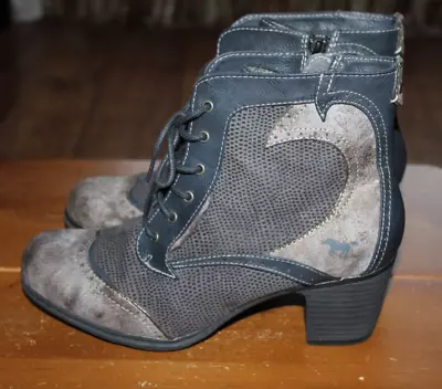 £29 • Buy Mustang Uk 6 Eur 39 Ladies Grey Leather Ankle Boots New