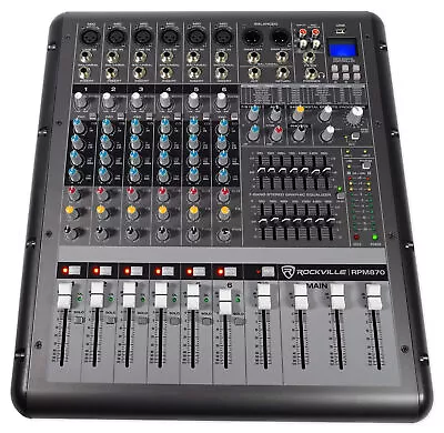 Rockville RPM870 8 Channel 6000w Powered Mixer W/USB Effects 8 XDR2 Mic Pres • $200.90