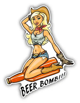 Sexy Cowgirl Beer Bomb Car Bumper Sticker Decal • $2.75